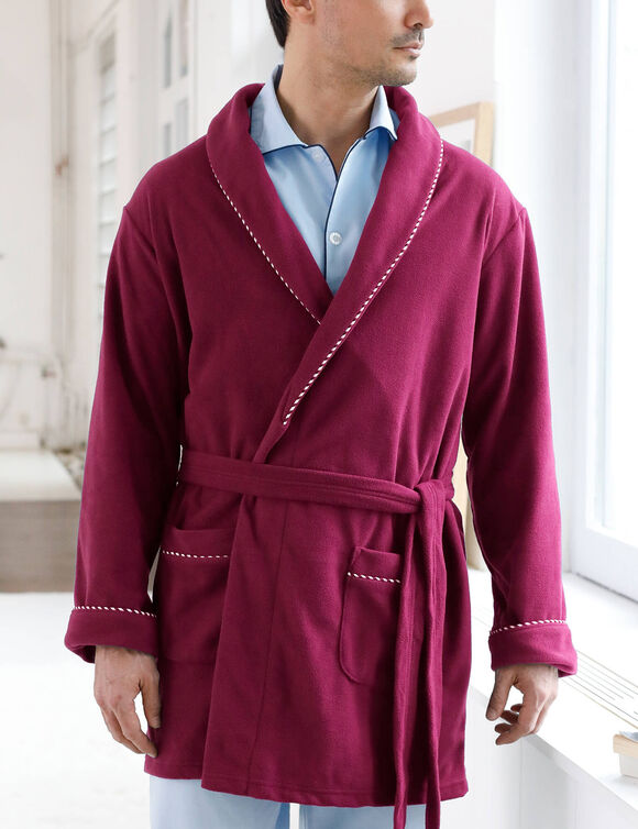 Robe de chambre courte maille polaire (bordeaux)