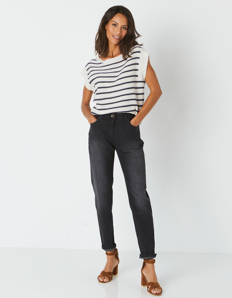 Jean stretch coupe mom spécial petites (noir) Jean stretch coupe mom spécial petites (noir)