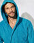 Peignoir mixte adulte col capuche éponge bouclette (turquoise)