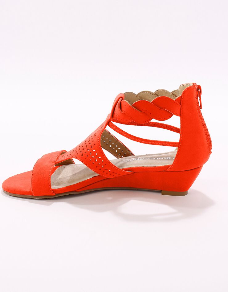 Sandales compensées tressées et perforées (rouge) Sandales compensées tressées et perforées (rouge)