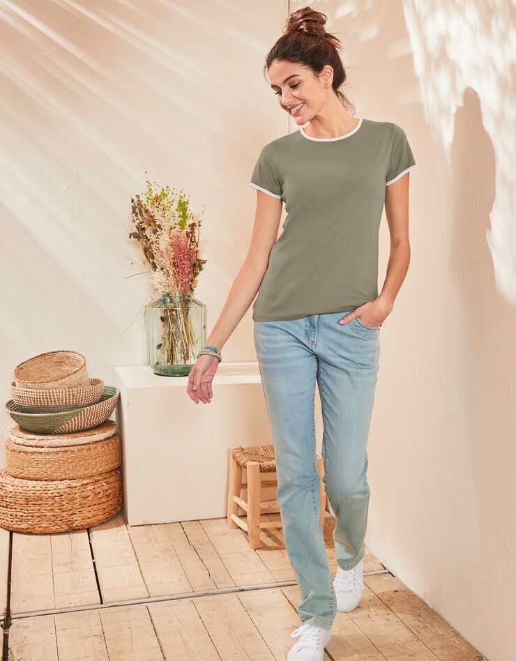 Tee-shirt bicolore manches courtes  (kaki)