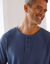 Pyjama col tunisien nid d'abeille manches longues (bleu jean)