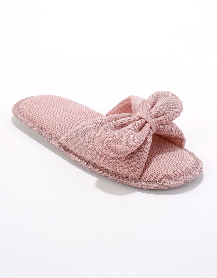 Mules plates à noeuds unies bout ouvert (rose) Mules plates à noeuds unies bout ouvert (rose)