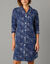 Chemise de nuit en pilou forme liquette imprim&eacute; &eacute;toiles (marine)