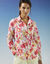 Chemisier imprimé floral, voile de coton (blanc / rose)