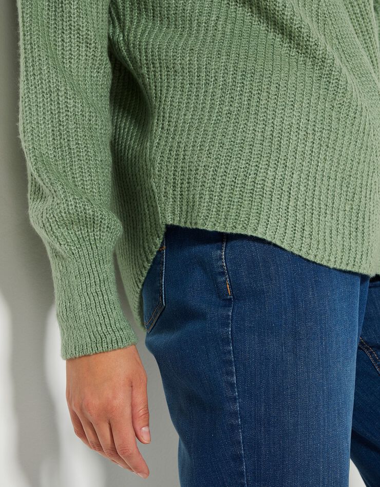 Pull col V, maille anglaise (kaki) Pull col V, maille anglaise (kaki)
