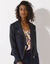 Blouson zippé col tailleur pressionné, suédine (marine)