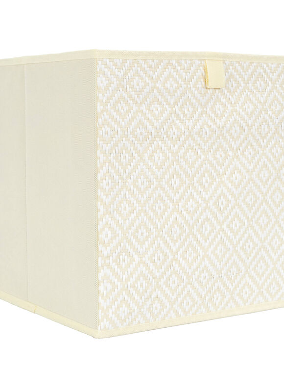 Cube de rangement pliable, tissage fantaisie (crème)