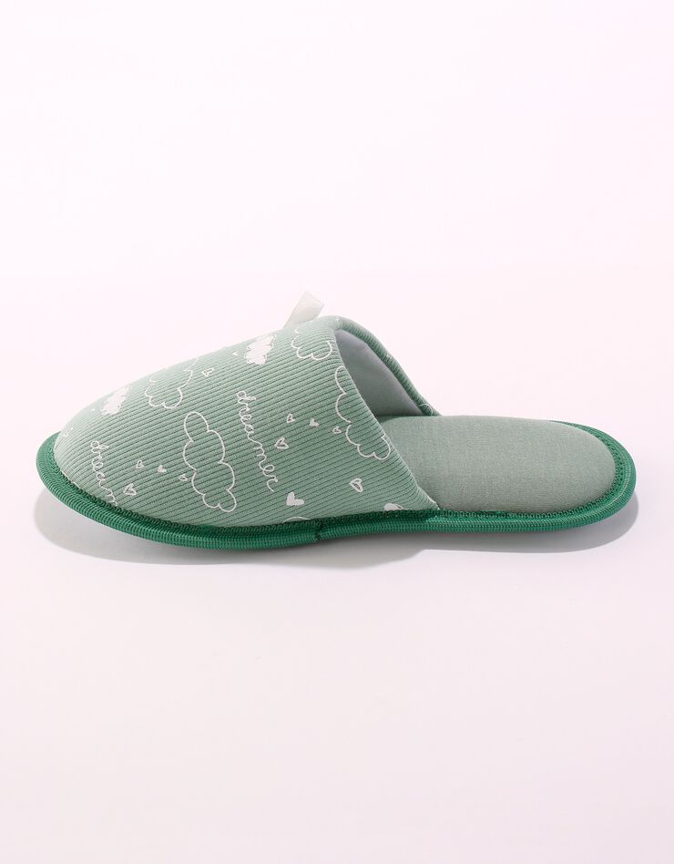 Mules plates imprimées "nuages" (vert d'eau) Mules plates imprimées "nuages" (vert d'eau)