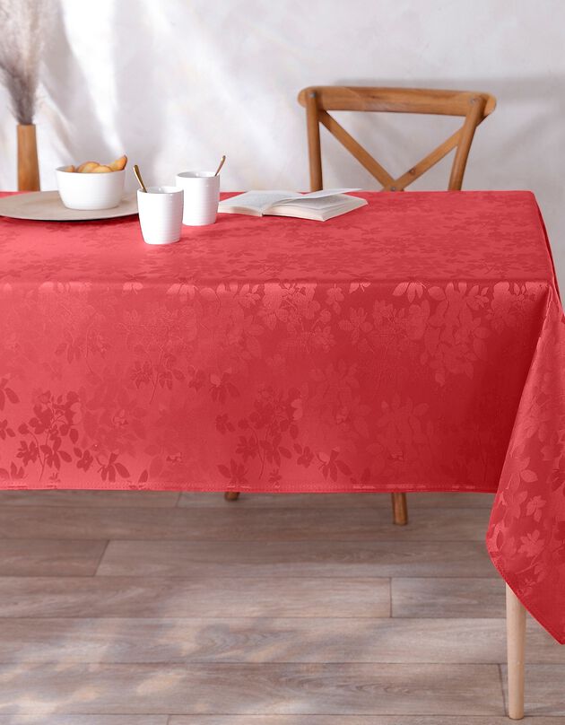 Nappe damassée feuillages Colombine® (rouge)
