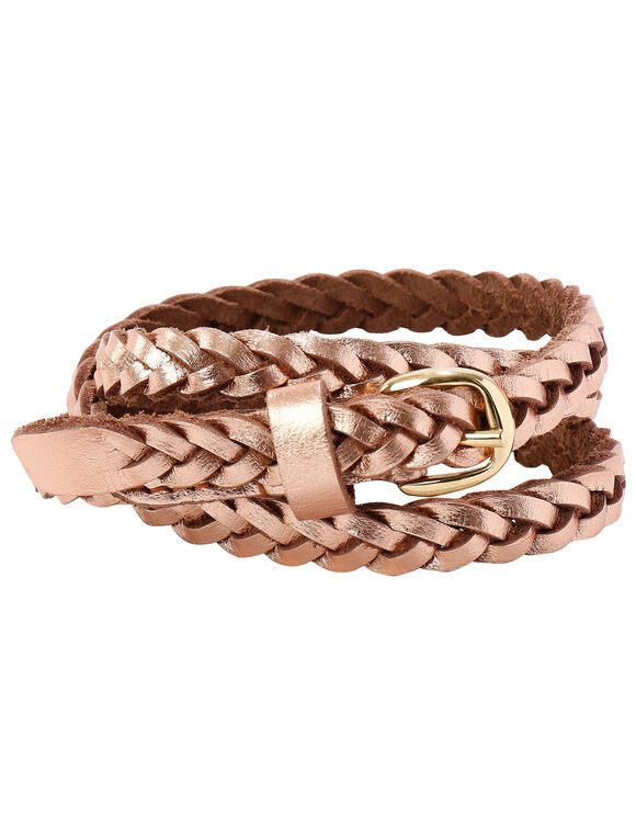 Ceinture tress&eacute;e, cuir (rose dore)