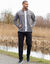Sweat zippé col montant maille doublée molleton (gris chiné)