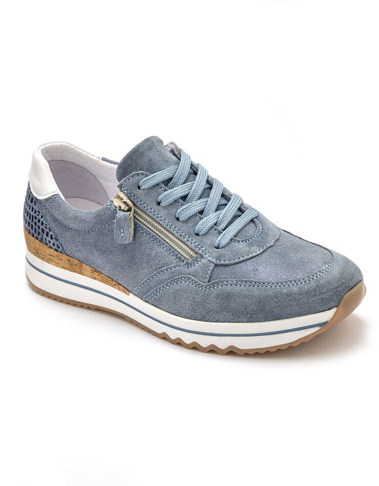 Baskets dessus cuir texturé - largeur confort (bleu) Baskets dessus cuir texturé - largeur confort (bleu)