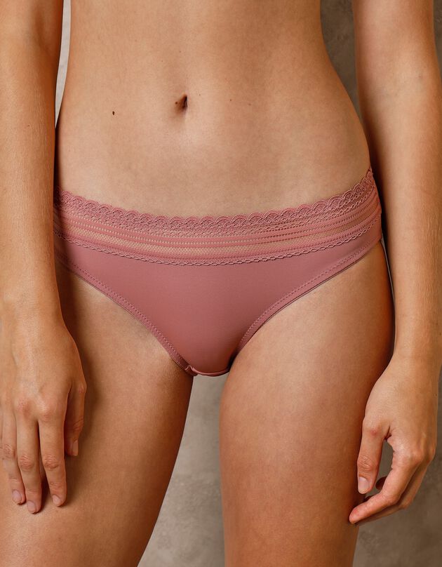 Culotte invisible microfibre et dentelle forme midi Albury - lot de 2  (bois de rose)