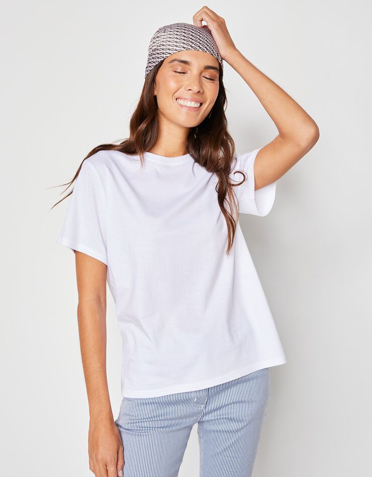 Tee-shirt "loose" en coton, uni (blanc)