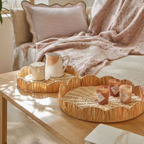 Lot de 2 plateaux en rotin (naturel)