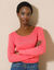 T-shirt uni manches longues jersey coton biologique(**) (corail)