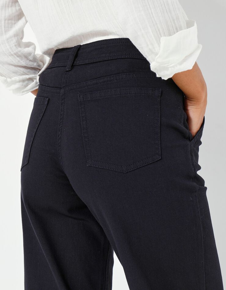 Pantalon large raccourci uni (noir)