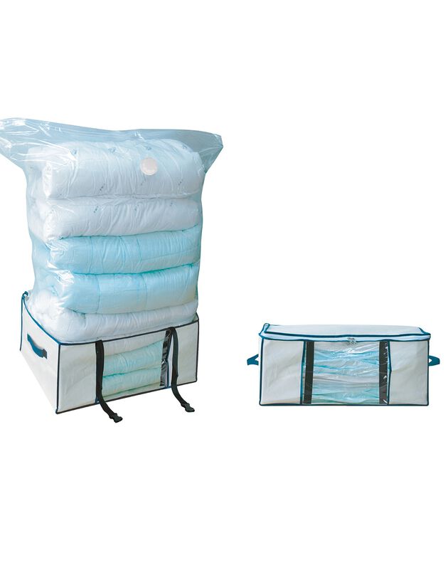 Boîte de stockage avec housse sous vide (beige)