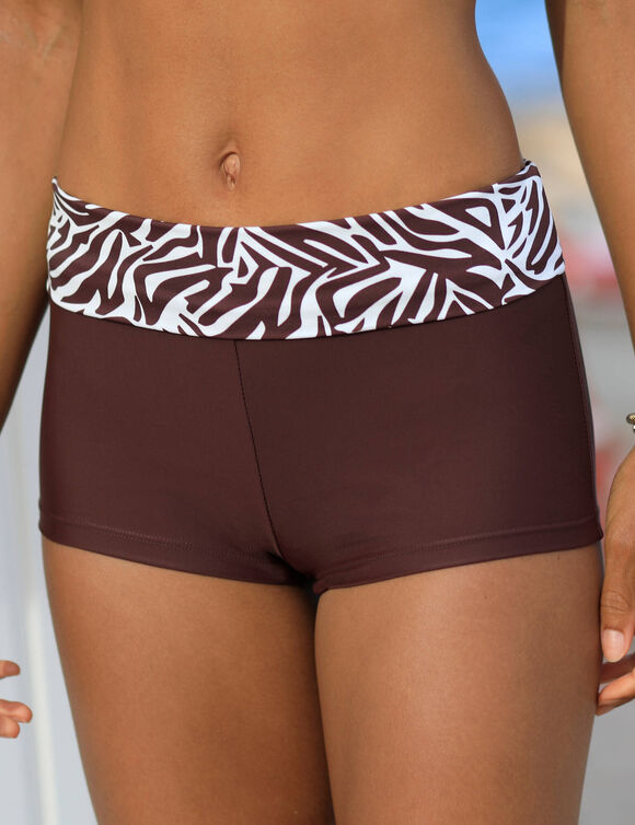 Boxer de bain modulable imprimé zèbre (chocolat)