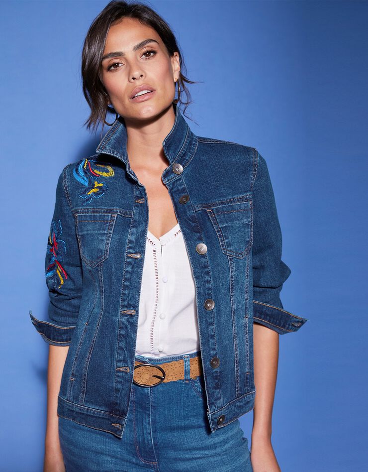 Veste en jean brodée (stone) Veste en jean brodée (stone)