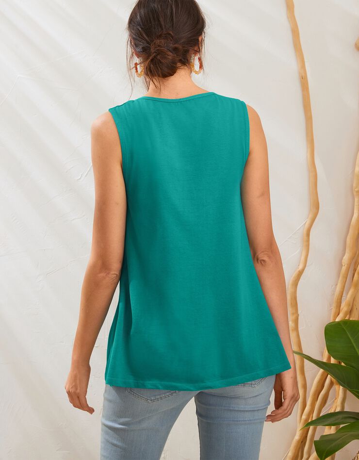Débardeur col rond, broderie anglaise (vert) Débardeur col rond, broderie anglaise (vert)