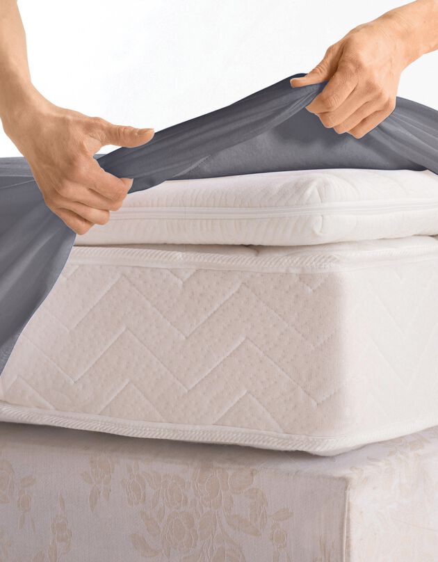 Drap-housse uni polyester - coton bonnet 32 cm (anthracite)