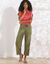 Pantacourt large, viscose et lin (kaki)