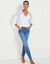 T-shirt col V manches longues dentelle (blanc)