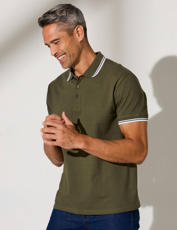 Polo uni maille piquée manches courtes (tilleul)