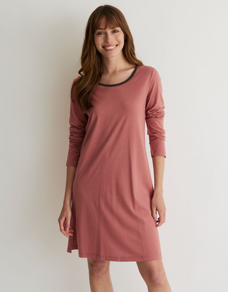 Chemise de nuit manches longues unie et imprimée - lot de 2 (gris anthracite chiné + bois rouge) Chemise de nuit manches longues unie et imprimée - lot de 2 (gris anthracite chiné + bois rouge)