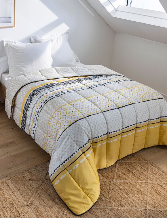 Couette microfibre imprimée Blanca 200g/m2 (jaune / blanc / noir)