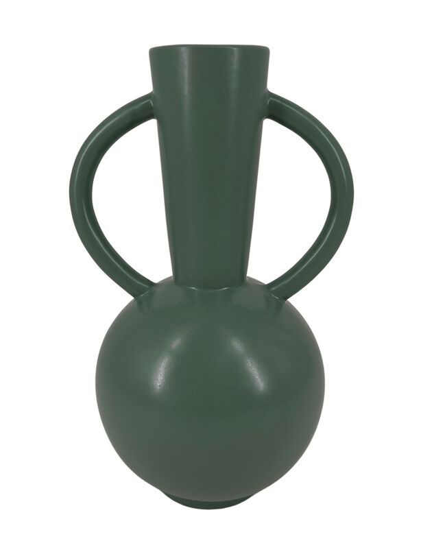Vase rond céramique, double anses - hauteur 29,5 cm (vert)