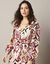 Robe longue col V, imprimé ikat (beige)