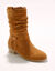 Bottes mi-hautes pliss&eacute;es &agrave; petit talon effet bois (caramel)