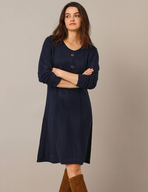 Robe pull boutonnée (marine)