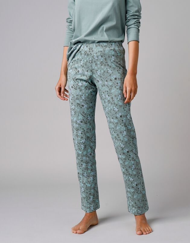 Pantalon de pyjama imprimé fleurs (kaki)