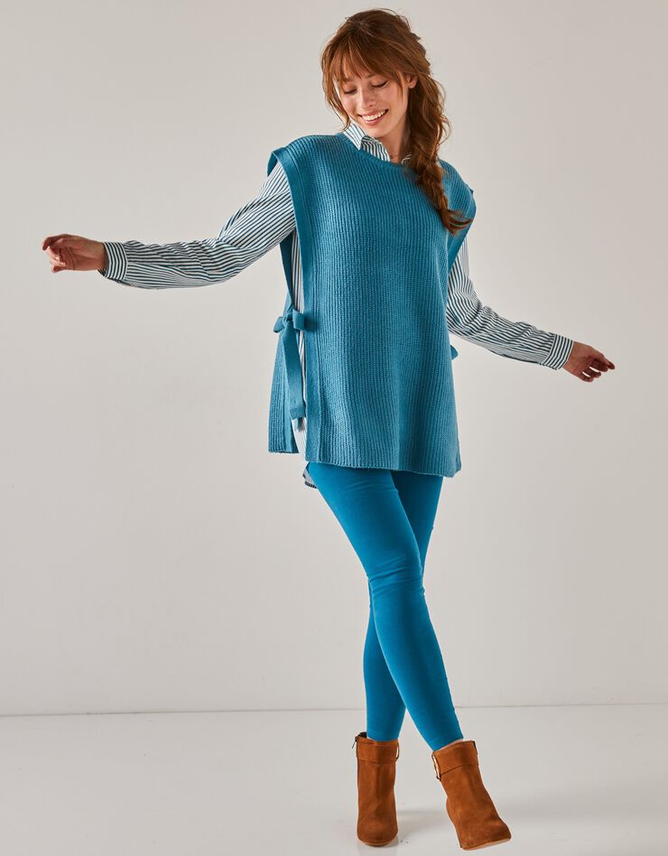 Pull tunique sans manches, maille anglaise toucher mohair (bleu) Pull tunique sans manches, maille anglaise toucher mohair (bleu)
