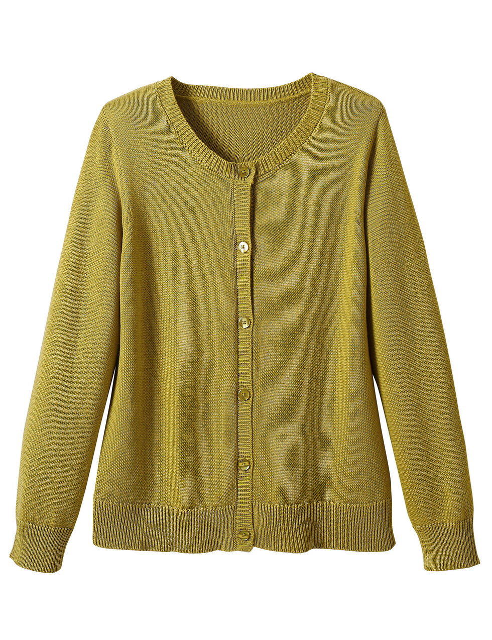 Cardigan boutonné, coton mélangé, anis | Blancheporte