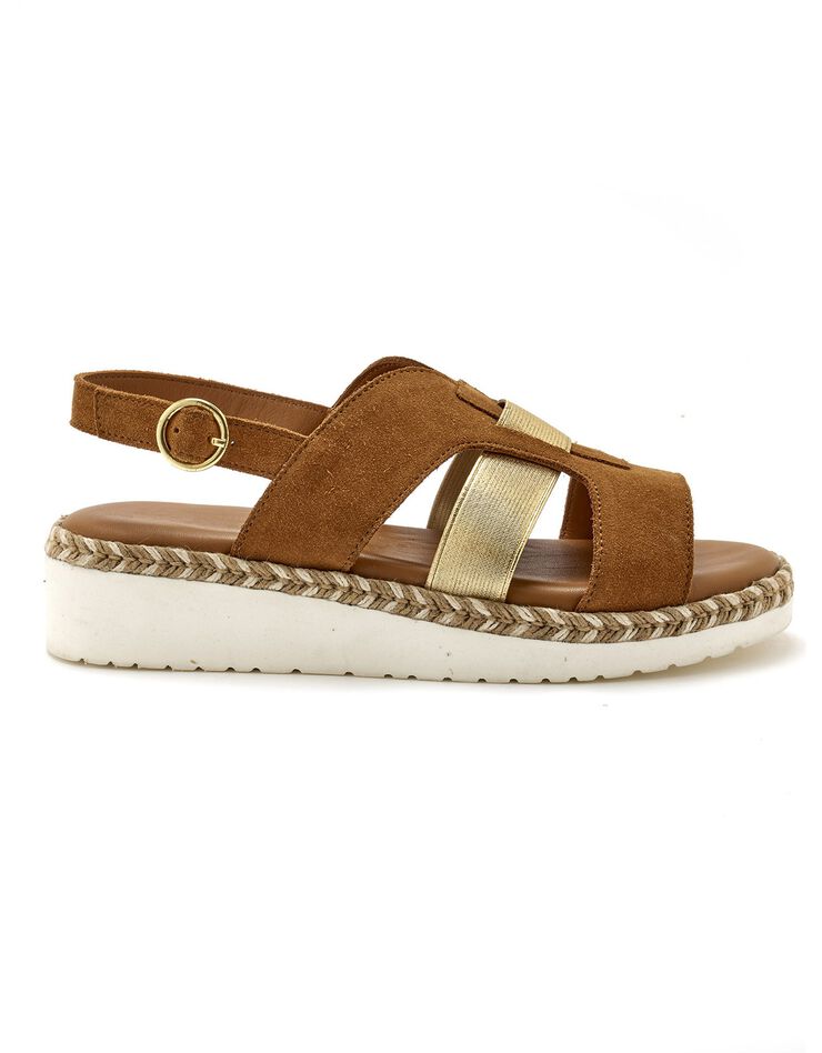 Sandales ouvertes compensées style sabot (marron) Sandales ouvertes compensées style sabot (marron)