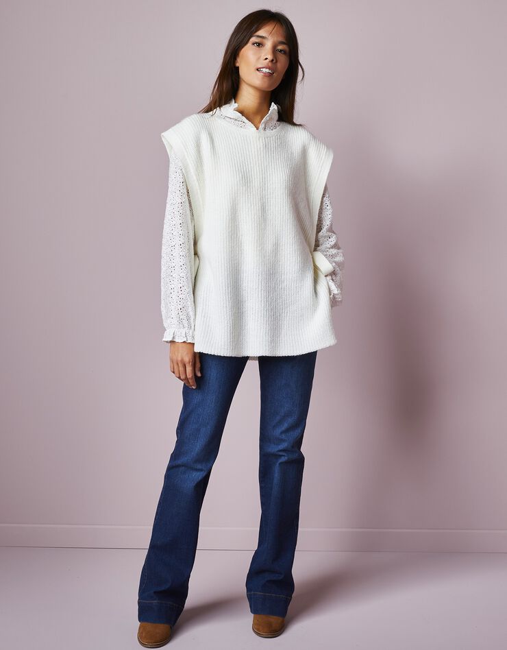 Pull tunique sans manches, maille anglaise toucher mohair (écru) Pull tunique sans manches, maille anglaise toucher mohair (écru)