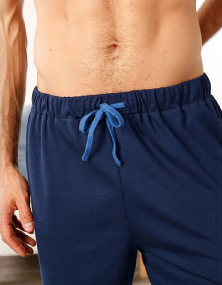 Pyjashort col V coton rayé (bleu marine) Pyjashort col V coton rayé (bleu marine)
