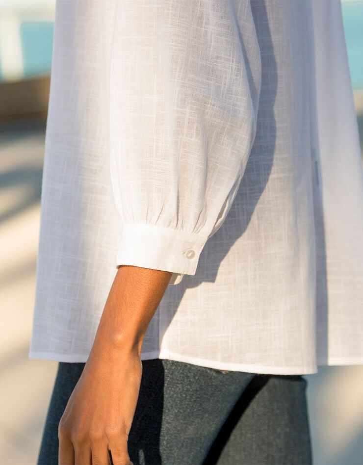 Blouse ample manches 7/8ème blousantes unie (blanc) Blouse ample manches 7/8ème blousantes unie (blanc)