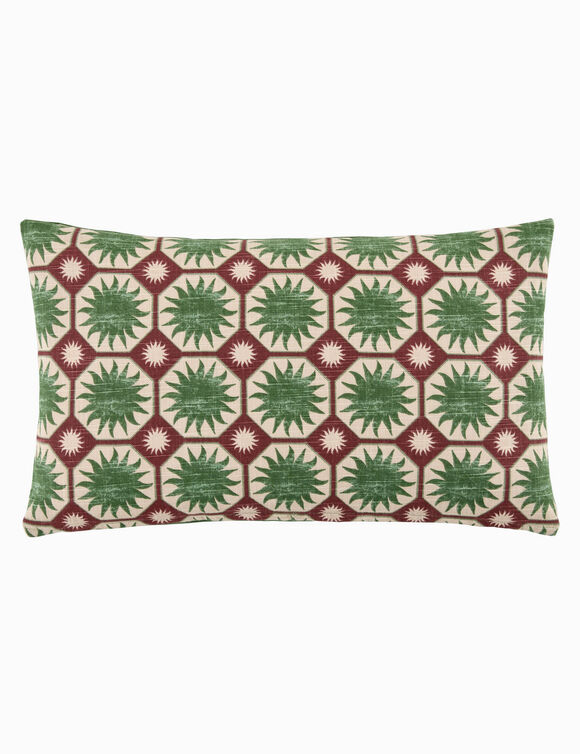 Coussin rectangulaire imprim&eacute; Zellige (vert / bordeaux)