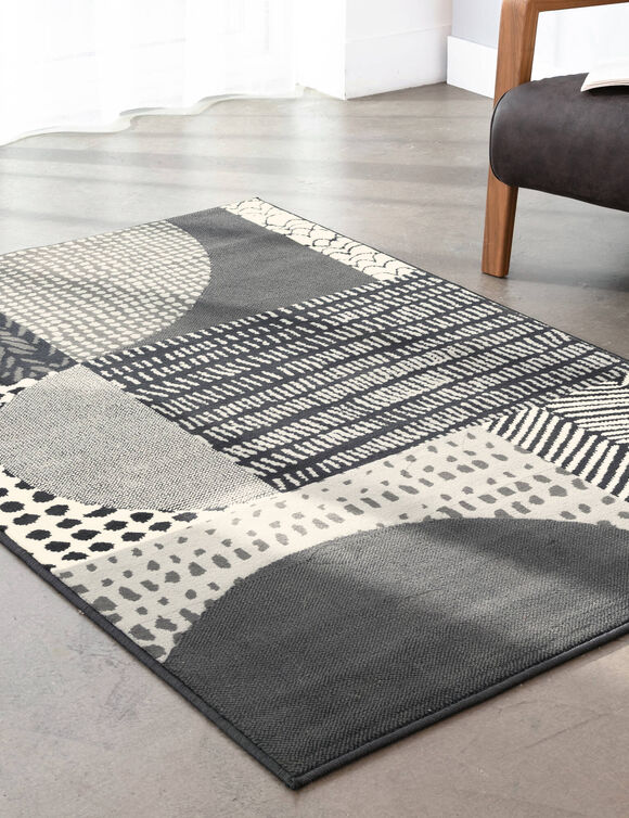 Tapis décoratif motif géométrique (gris foncé)
