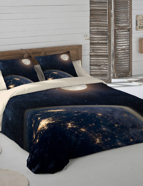 Linge de lit Univers coton (noir)