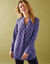 Blouse col tunisien imprimé pois, crêpe (parme / marine)
