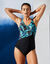 Maillot de bain imprimé ligne post-opératoire PALOMBIA  (noir / bleu)