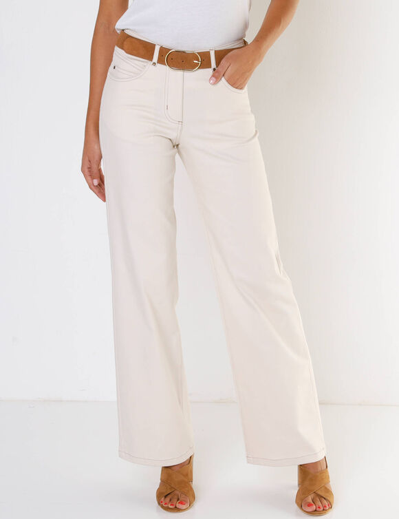 Pantalon couleur coupe large 5 poches (naturel)