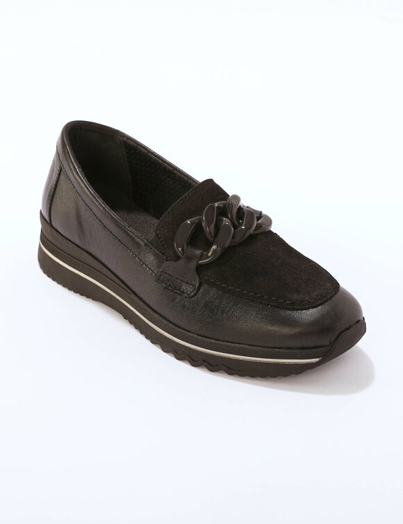 Mocassins cuir grande largeur (noir)